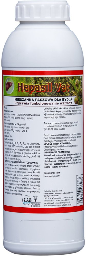 Lab-v® Hepasil Vet Dla Drobiu Mieszanka Paszowa Na Poprawę Funkcjonowania Wątroby 1 Kg