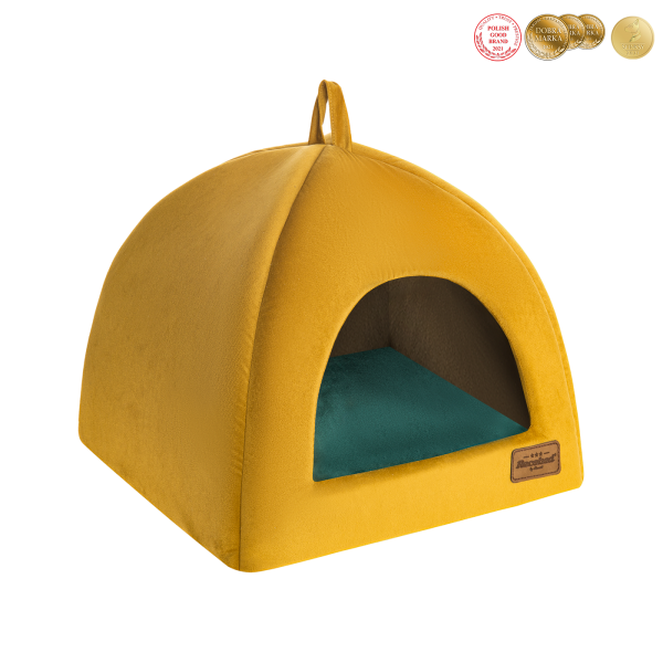 RECOBED Budka Dla Psa Welurowe Miodowa M 50x50cm