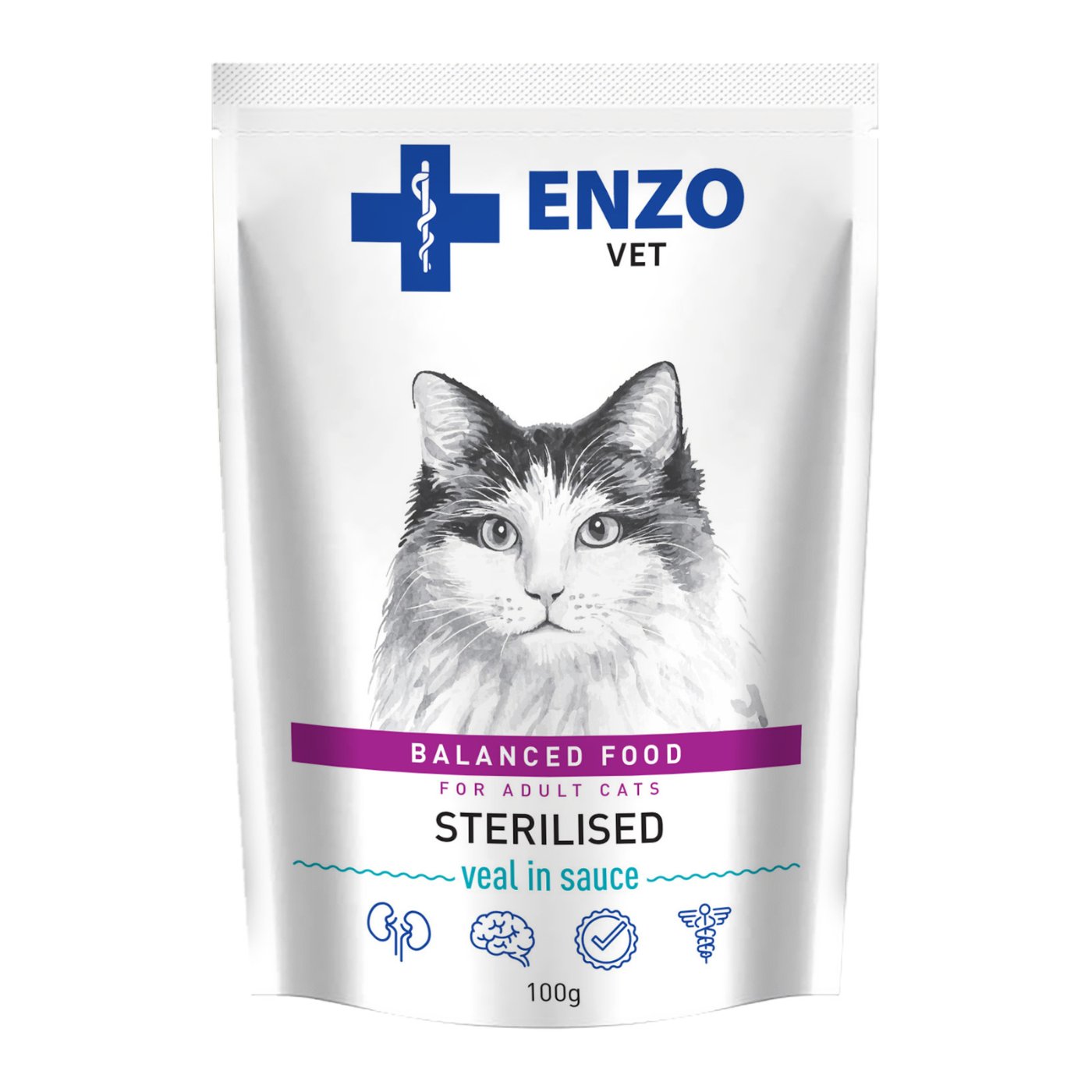 ENZO VET Sterilised z cielęciną w sosie 100g
