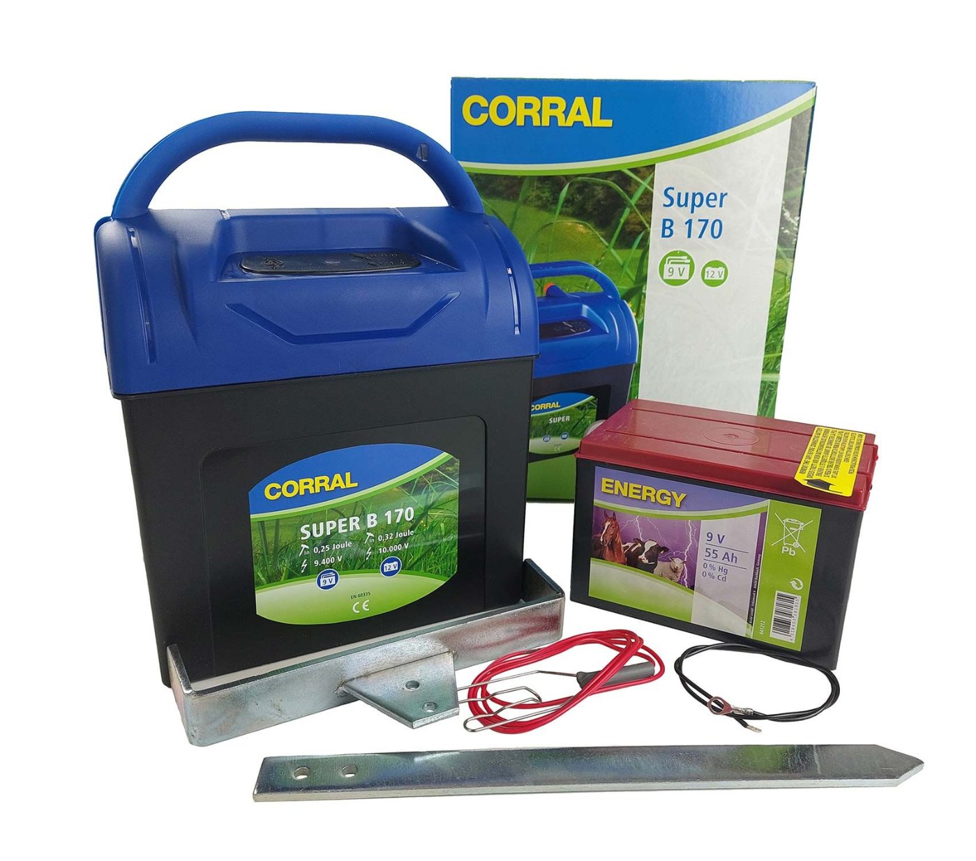 CORRAL Elektryzator Bateryjny Corral B 170 0,22 J + Bateria Chlorkowa Do Elektryzatora 9 V 55 Ah