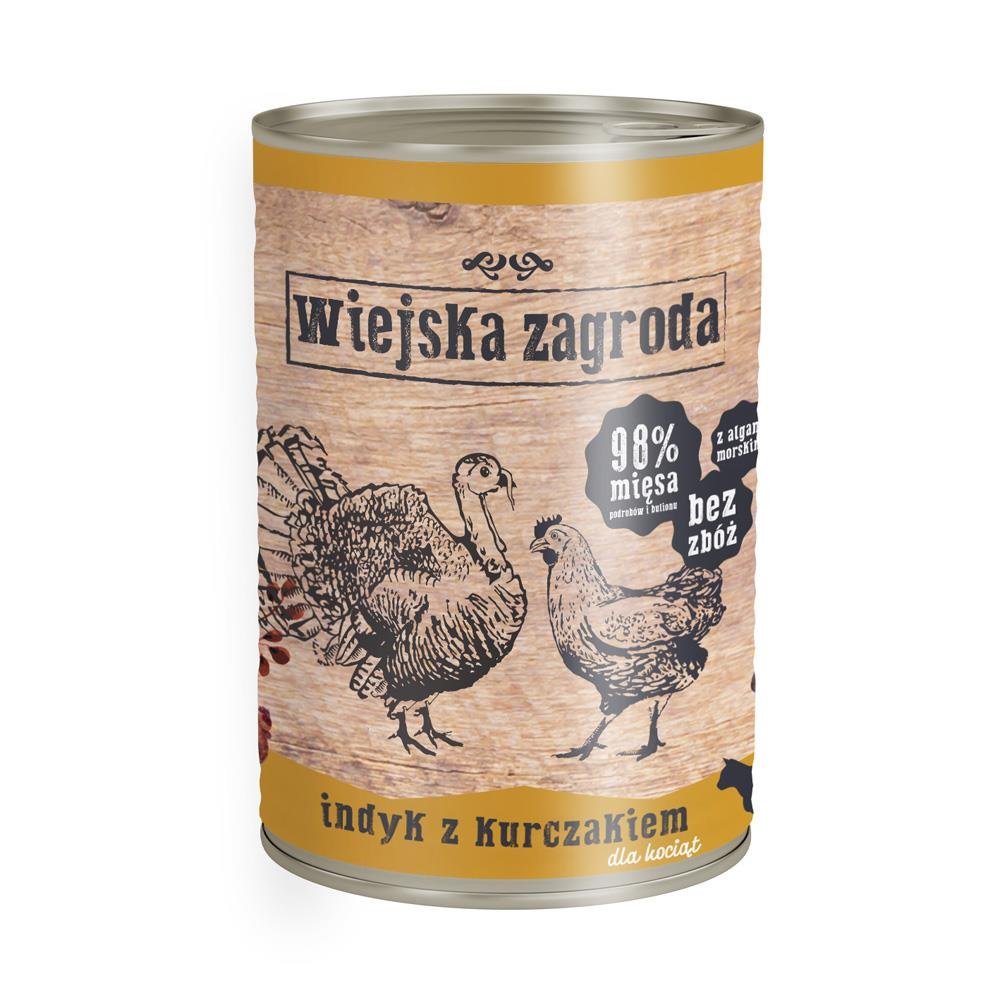 Wiejska Zagroda Dla Kociąt Indyk Z Kurczakiem 400g