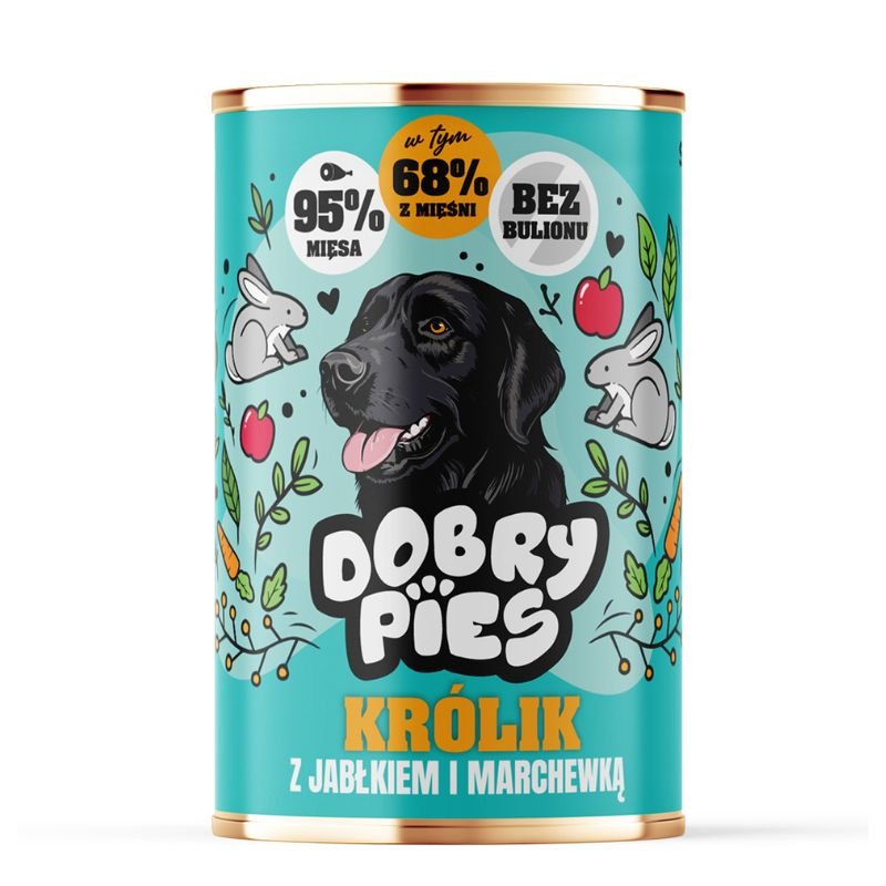 Dobry Pies 400g - Mokra Karma Królik z Jabłkiem i Marchewką dla Psów