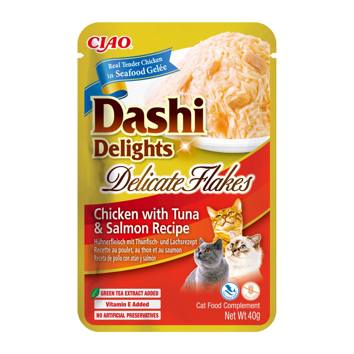 INABA Dashi Delights Delicate Flakes Chicken with Tuna & Salmon Recipe 40g